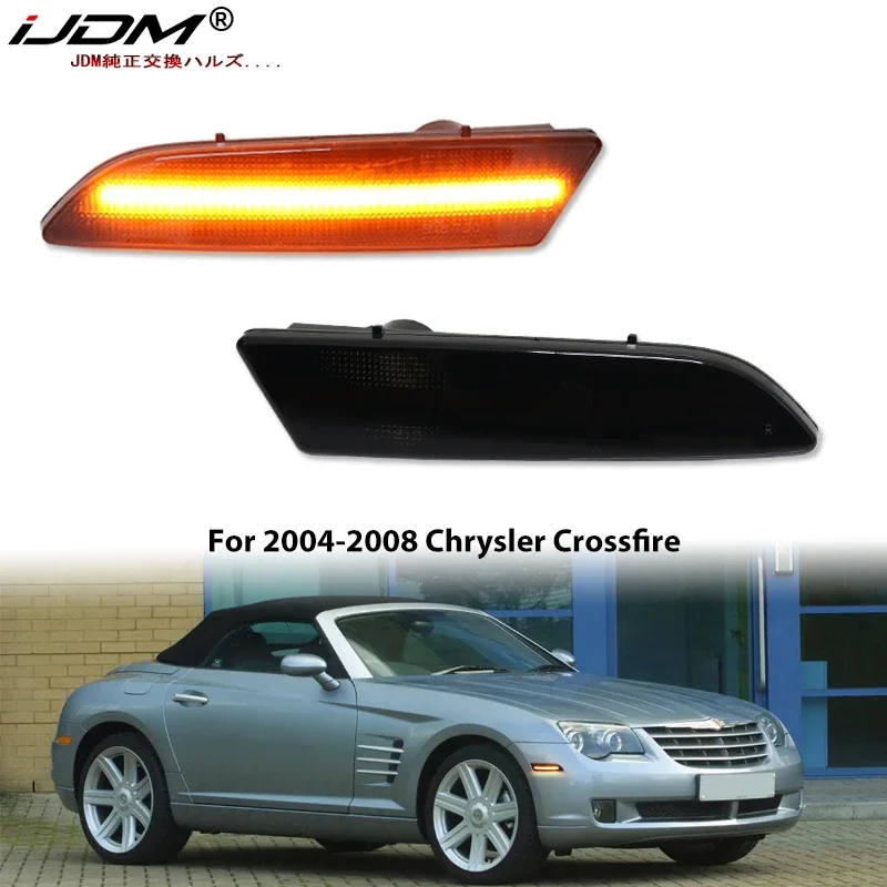 2PCS Amber Yellow Front Side Marker LED Lights For 2004-2008 Chrysler Crossfire Front Bumper Turn Signal Lamp Assembly 12V T10