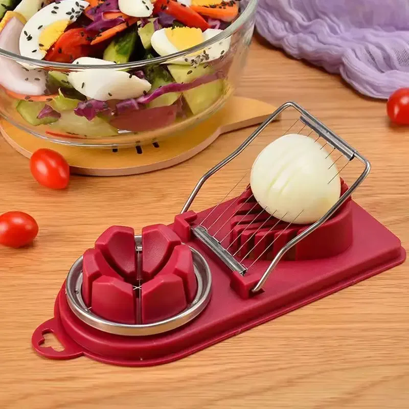 Multifunctional Egg Slicers Stainless Steel Slicer Fancy Splitter Egg Cutting Home Tool 2-in-1 Cutter Kitchen Gadgets