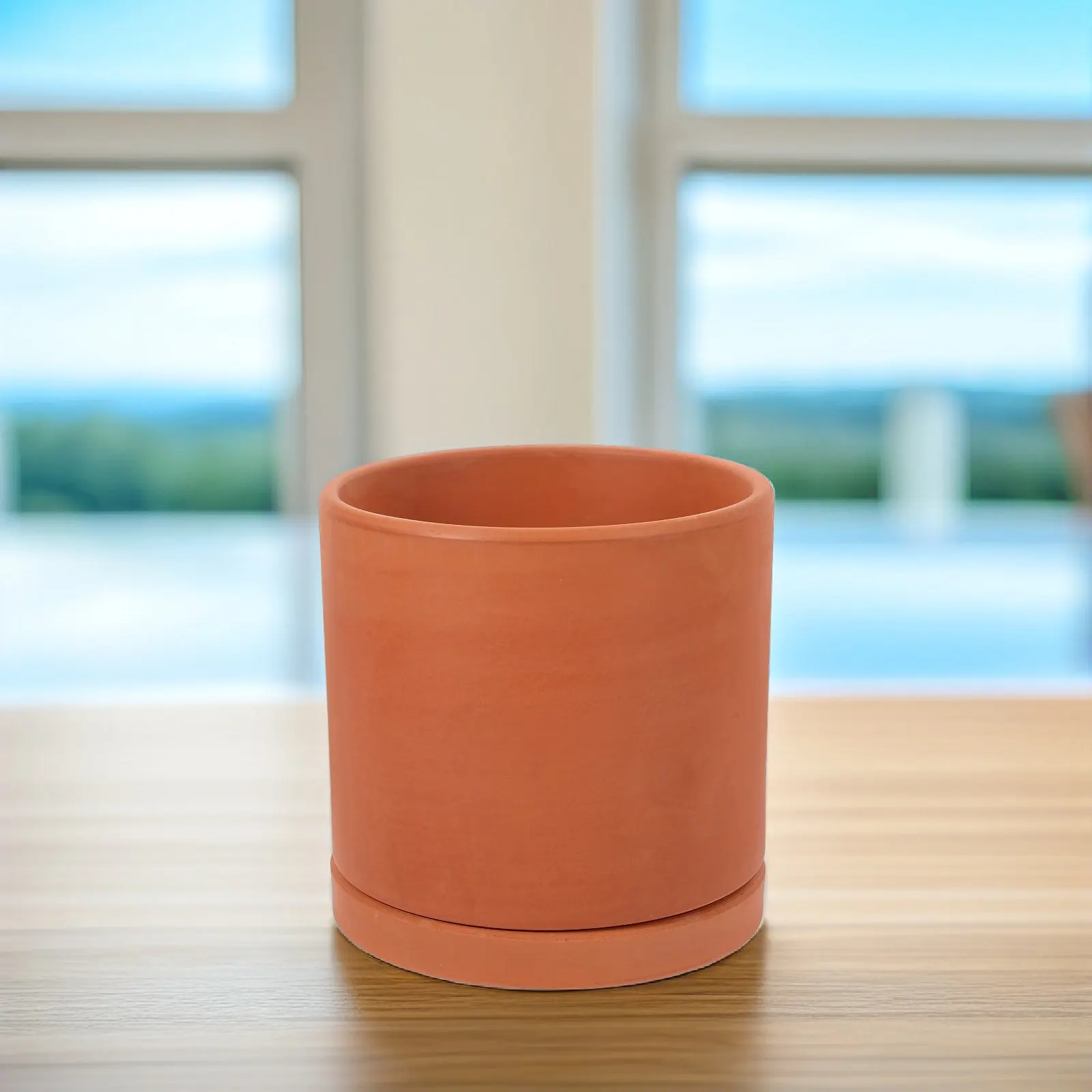 Terracotta Cylindrical Flower Pot for Succulents and Green Plants Breathable Water-Permeable Drainage Design Indoor Outdoor
