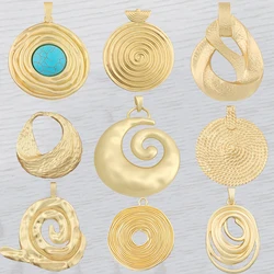 Bohemian Large Golden Spiral Swirl Vortex Round Charms Pendant for DIY Necklace Jewellery Making Finding Accessorie