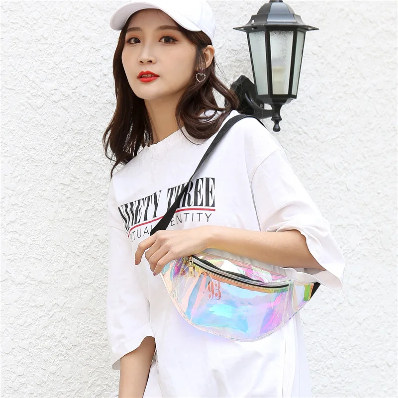 Waist Bag Personality Dazzling Laser Fanny Pack Waterproof Fashion Holographic Chest Bag Cross-Body Pocket Closure Coin Purse