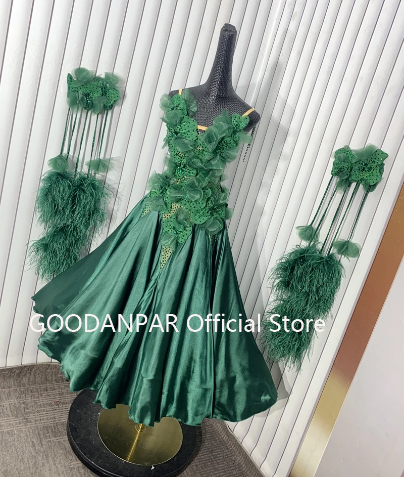 flower ballroom dancing gown stage Dance Costume Ballroom Dancing dress applique
