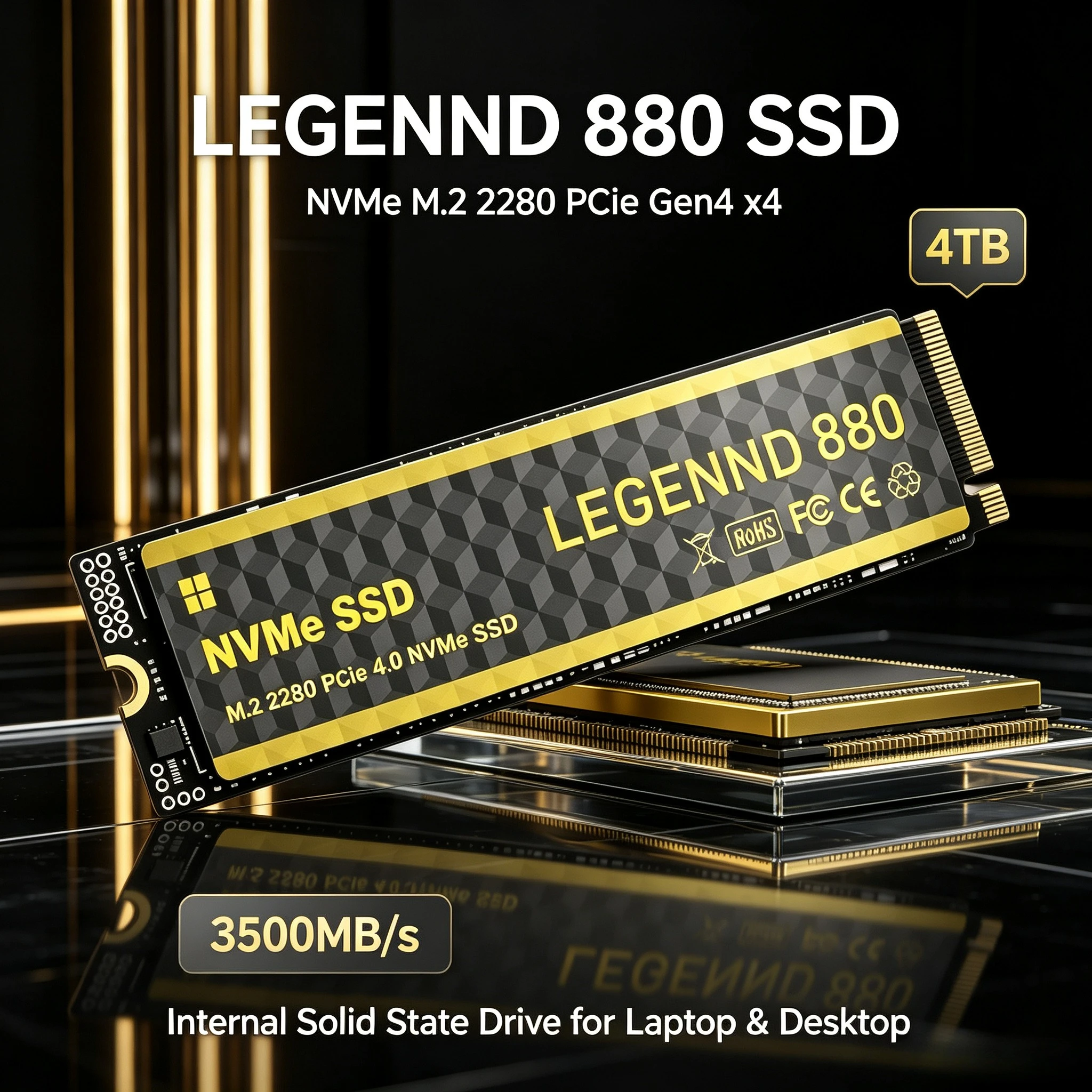 SSD NVMe LEGEND 880 M.2 500GB-4TB 3500MB/s M.2 2280 PCie Gen4.0x4 Unidades de Estado Sólido Internas para Laptop e Desktop