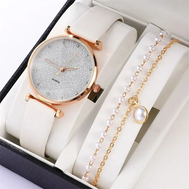 2pcs Set Womens Watches Female Clock Luxury Brand Design Women Watches Simple Fashion Ladies Watches Relogio Feminino