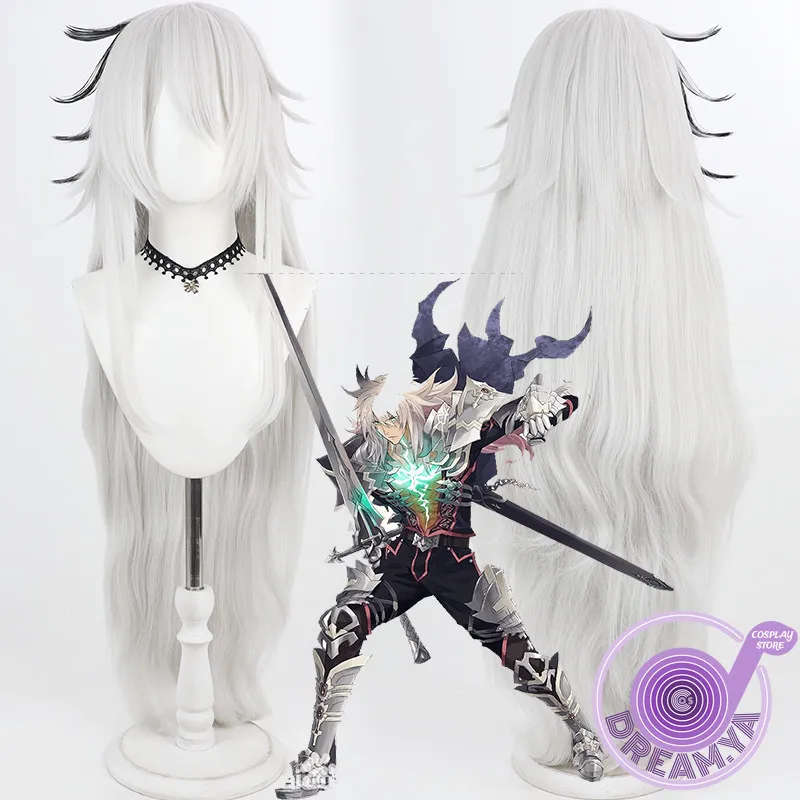 Siegfried Cosplay Wig Fate Apocrypha Gray Black Long Heat Resistant Synthetic Hair Halloween Party Role Play Carnival + Wig Cap