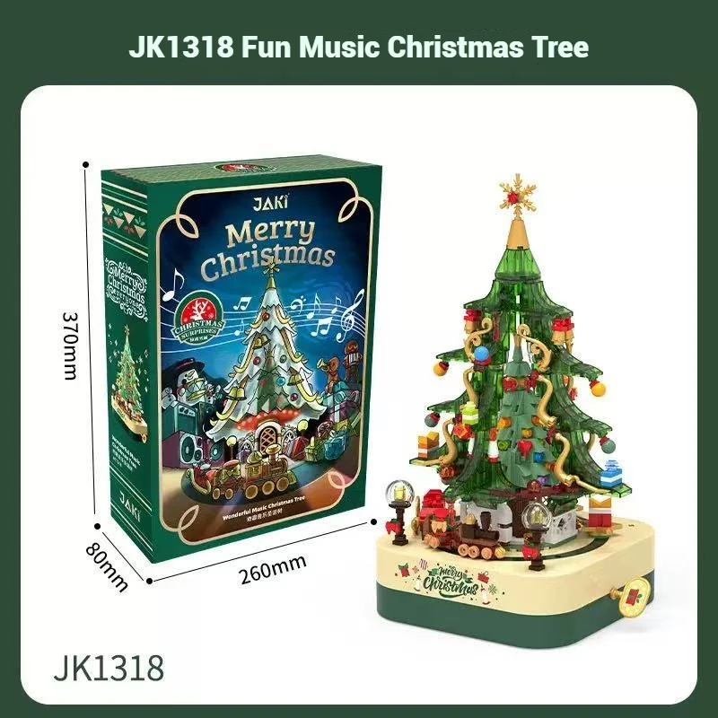 JAKI صندوق تشغيل الموسيقى ألعاب مكعبات البناء نموذج تجميعها سطح المكتب زخرفة شجرة عيد الميلاد بناء لعبة هدية عيد الميلاد للأطفال #5