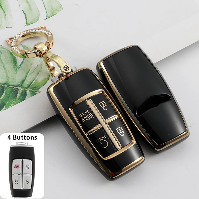 TPU Car Key Case 4 6 8 Button Smart Keyless Entry Remote Control Protector Cover For Hyundai Genesis G80 GV80 2019 - 2022