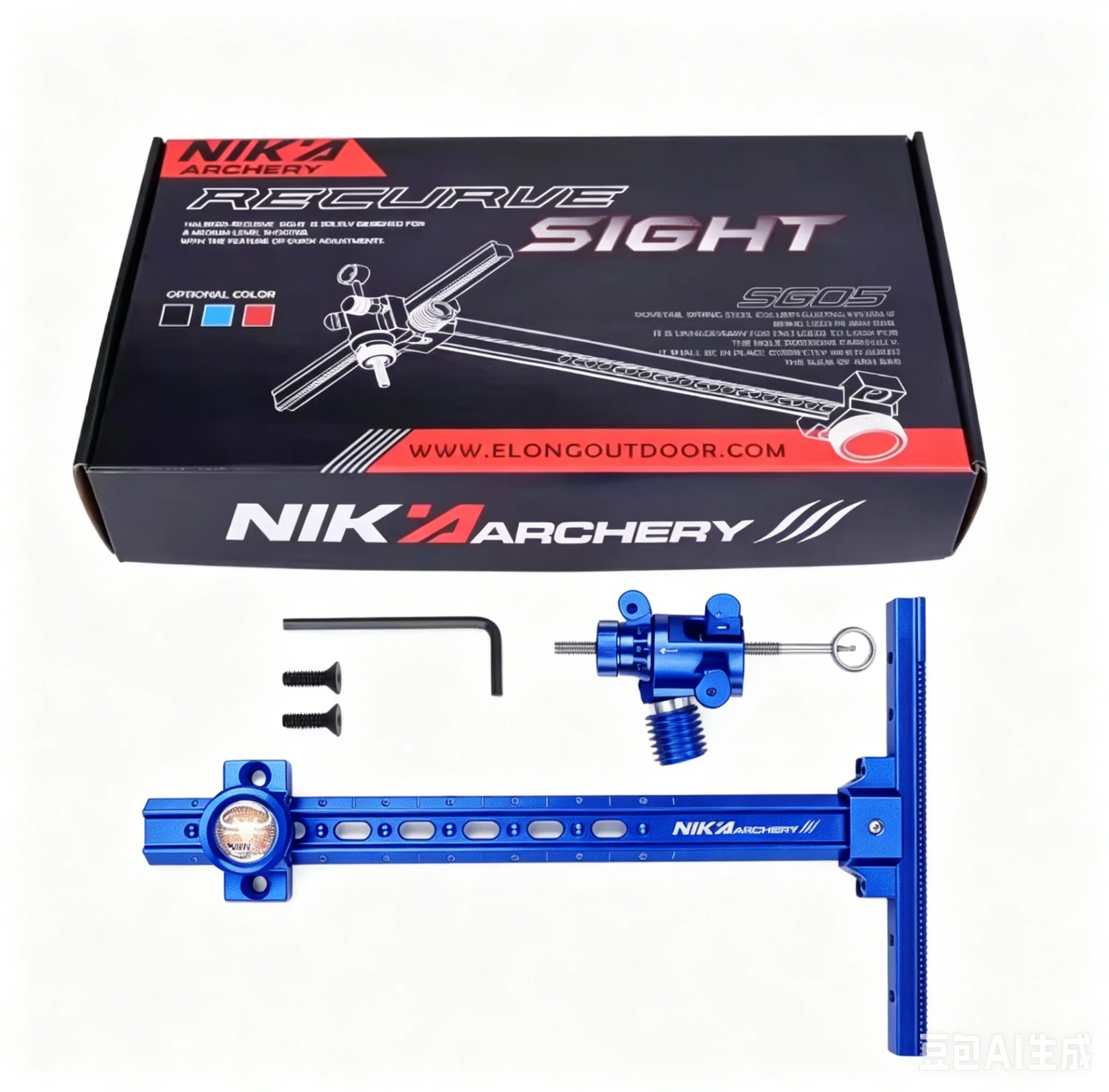 NIKA Archery SG05/9 Inch Right Hand Recurve Bow Sight CNC Aluminum T Sight for Competition Target Shooting