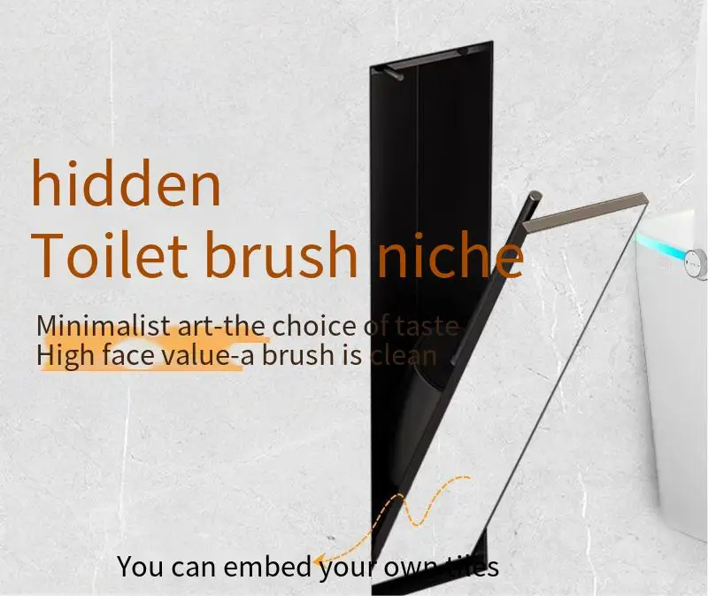 Stainless steel niche cabinet with trash can toilet brush tissue box toilet recessed rack