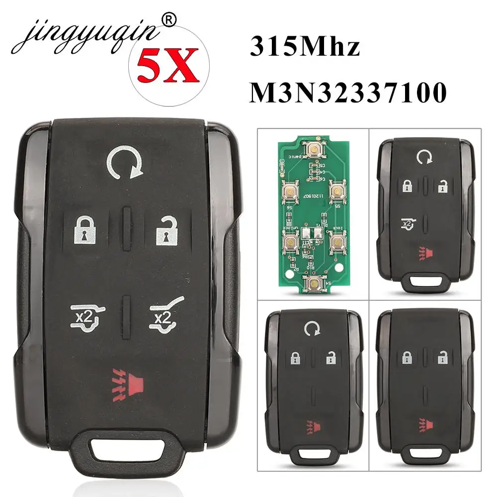 jingyuqin 5pcs 3/4/5/6BTN 315Mhz Remote Car Key Fob For Chevrolet Silverado Colorado 2014-2018 GMC Yukon M3N32337100 13577770