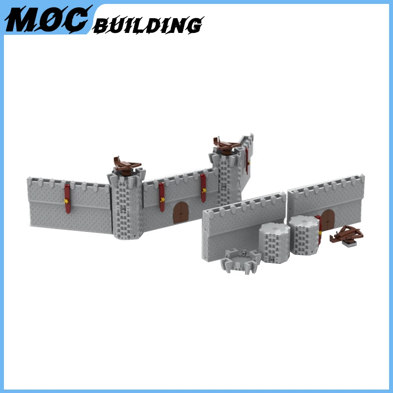 MOC Building Blocks Medieval City Modular Castle Tower Wall Gate Fortress Model Bricks DIY Assembly Street View Toys Boys Gift