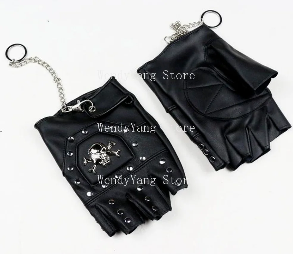 

Панк-готические кожаные байкерские спортивные горные перчатки без пальцев с шипами черепа для мужчин