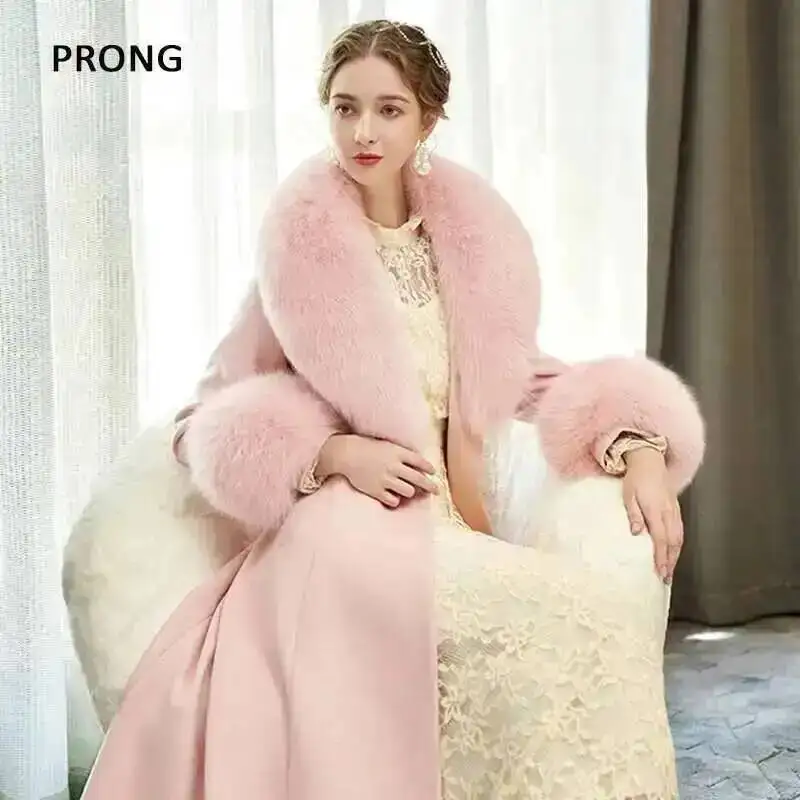100% Real Fox Fur Collar Winter Coat Jacket Fur Scarf Suit Fluffy Fur Shawl Fur Cuff Set Luxury Furry Fur Shawls Wraps Scarves