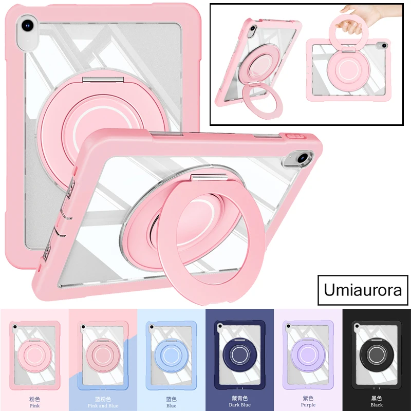 For IPad 7 8 9 10.2 10th 11th A16 12th Gen A19 Air 10.9 11 inch M2 M3 M4 Shockproof PC Silicon Tablet Case Hand Ring Stand Funda
