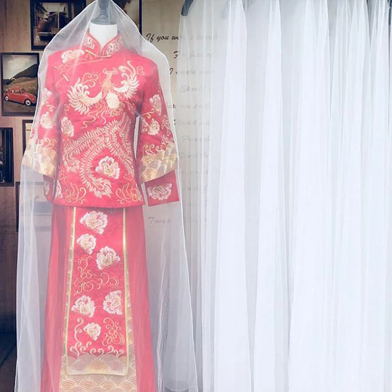 

Прозрачный мягкий тюлевый чехол для одежды и свадебных платьев, 160/180/200 см, белый, из сетчатой ткани