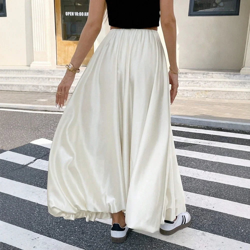 Gonne Estate elegante moda coreana pianura balza intellettuale A-Line maxi gonne da lavoro per le donne