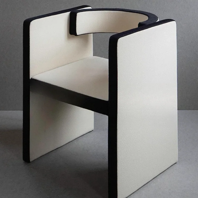 Nordic solid wood black and white with soft bag seat single leisure chair simple armrest sofa Danish new dining chair