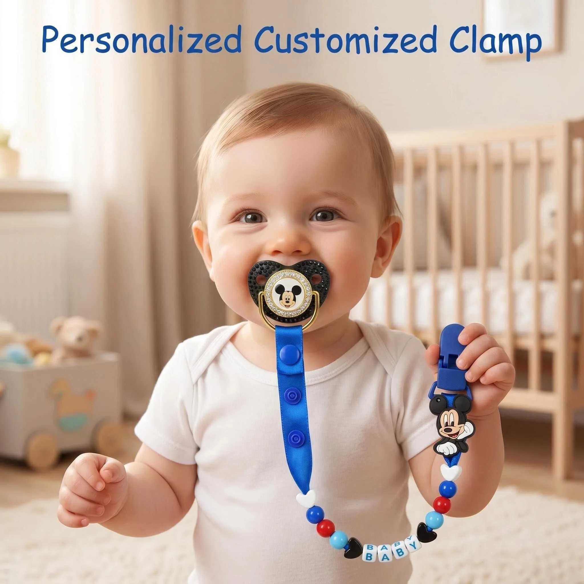 

Safe Silicone Newborn Pacifier Matching Personalized Custom Pacifier Clip Anti Drop Soother Holder Custom Design Dummy Chain