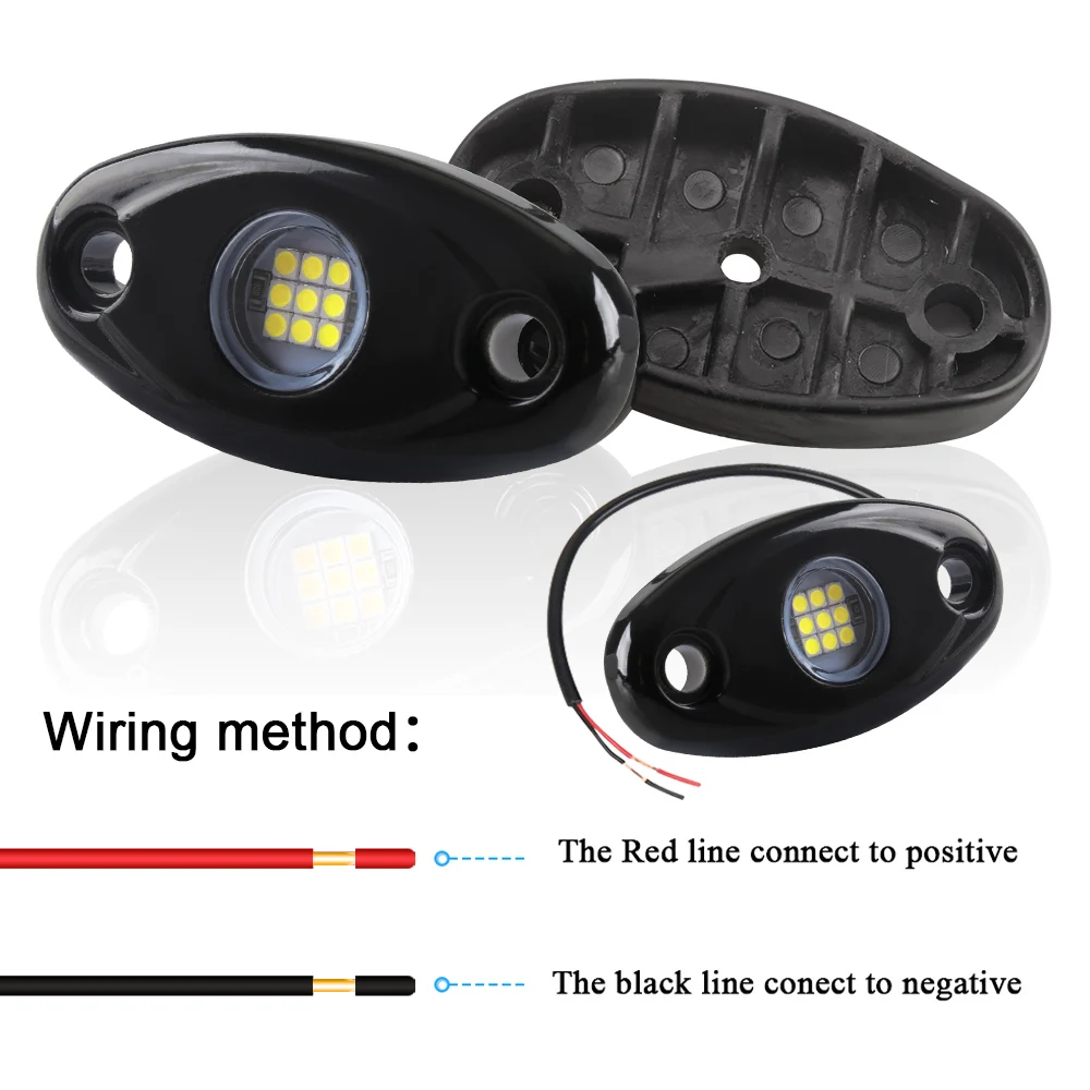 4pcs LED Chassis Lights Universal Modified Cars Bottom Lamp LED Neon Light IP67 Water Proof Blub Rock Lamp