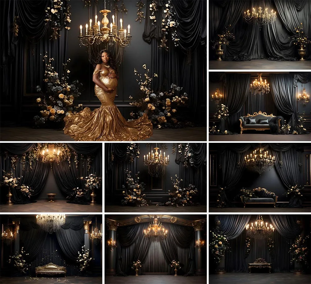 Mehofond Photography Background Vintage Black Luxury Room Adult Birthday Wedding Maternity Portrait Decor Backdrop Photo Studio