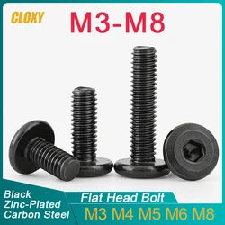 10/ 20/ 50Pcs M3 M4 M5 M6 M8 Black Carbon Steel Hypotenuse Flat Head Hex Socket Drive Screw Down Side Furniture Screws