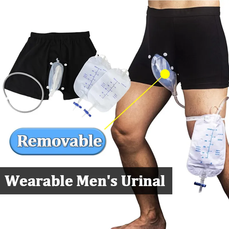 

Adjustable Incontinence Underwear with Removable Silicone Urinal for Man Urine Collection Leg Urine Bag Catheter Holder