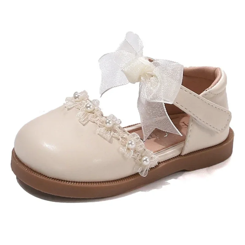 

Summer New Girl Princess Sandals Fashion Flower Bow Anti Slip Children's Leather Shoes Soft Soled Baby Kid's Casual Shoes
