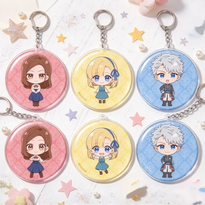 Bag Decorations Anime Victoria of Many Faces 6CM Circle Acrylic Keychain Bag Pendant Jeffrey Asher/Victoria Sellers/Edward Asher