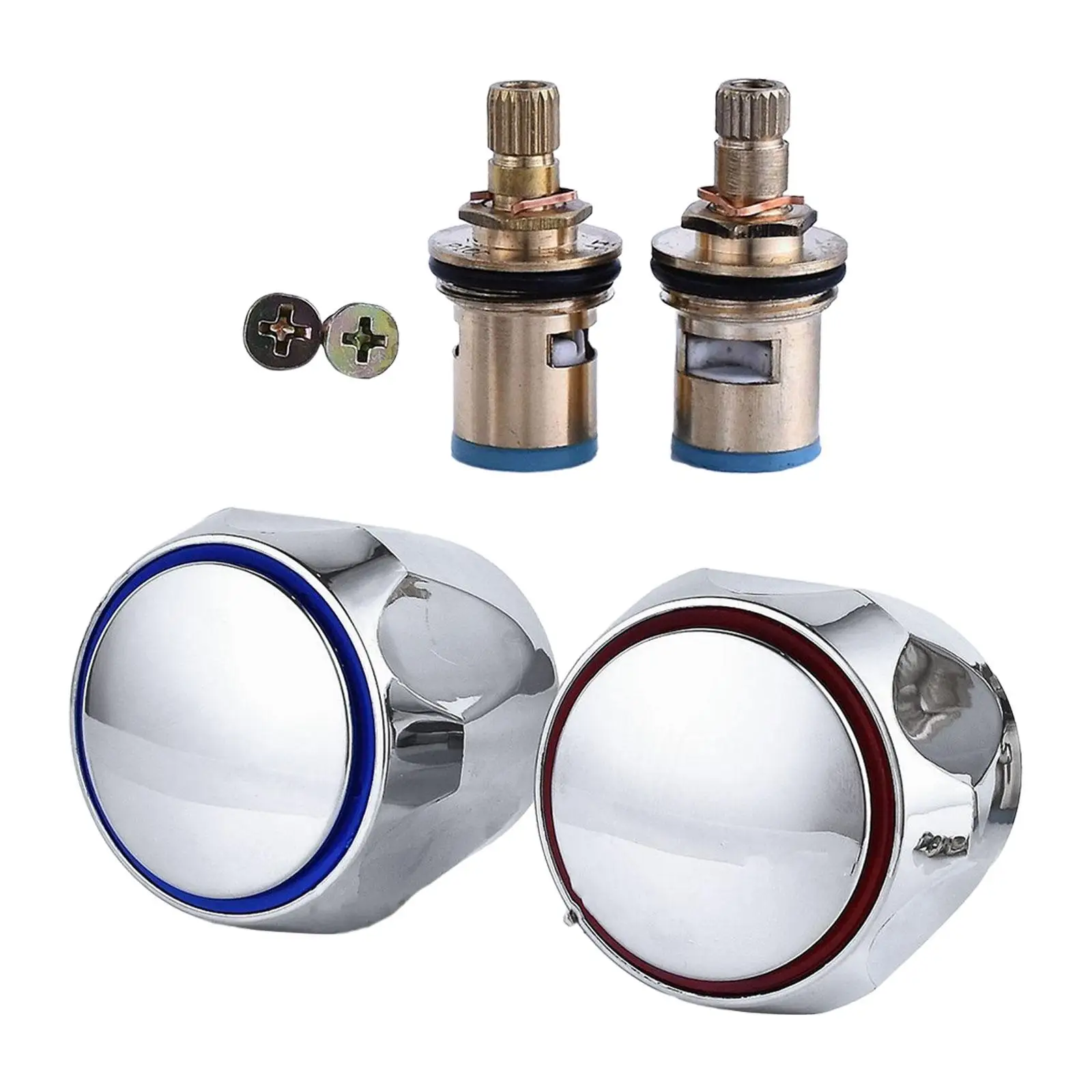 

Faucet Andles for Tub Knob Faucet Basin Shower Handle Parts 2Pcs Screws Bathroom