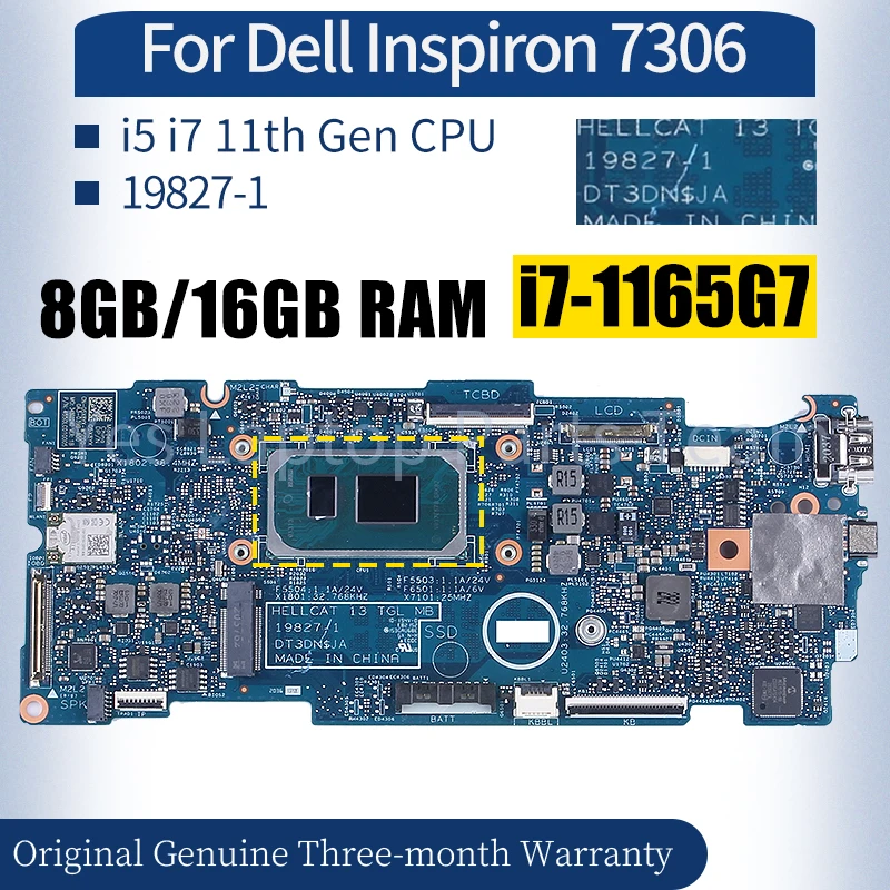 

Материнская плата 19827-1 для ноутбука Dell Inspiron 7306 05X8YX 09M39P 0GT06K 0FCDVH i5 i7 Материнская Плата ЦП 11-го поколения