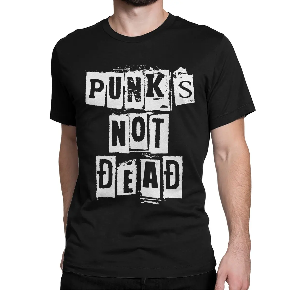 Vintage Retro Punks Not Dead Rock T-Shirts Men Women\'s Round Collar Cotton T Shirts Tee Shirt Graphic Printed Clothes