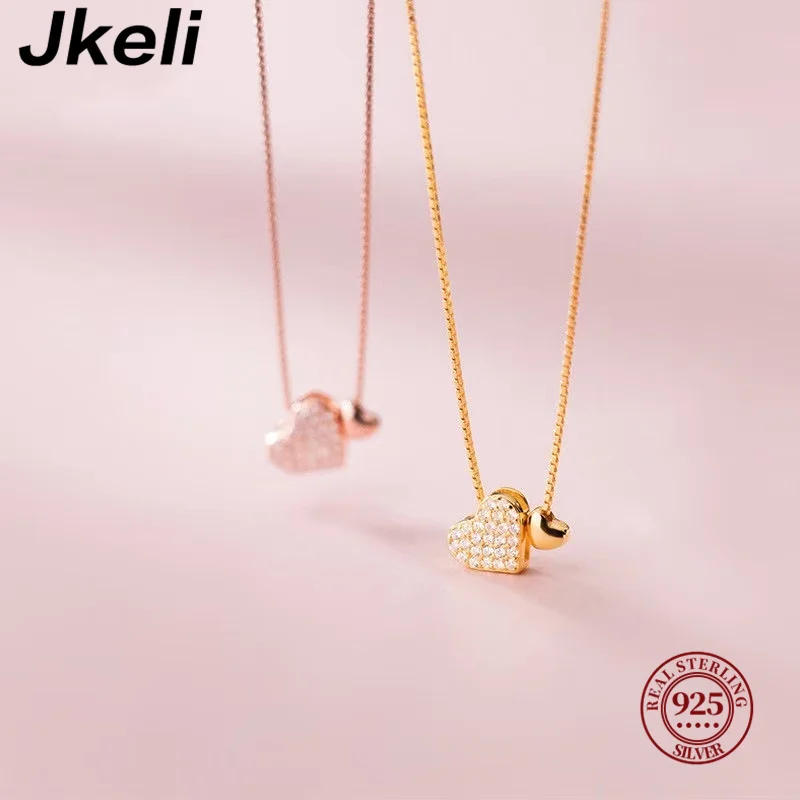Women's 925 Silver Heart Pendant Necklace, Elegant Gift