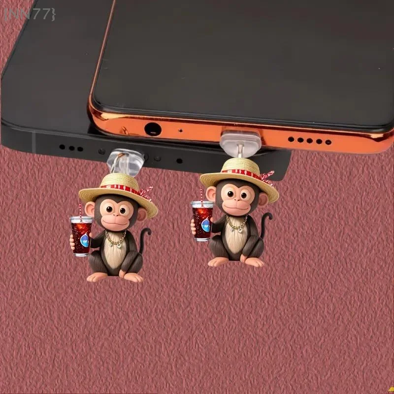 قطعة واحدة من سحر قابس غبار الهاتف الأكريليك ثنائي الأبعاد لطيف - مناسب عالمي لأجهزة IPhone وType-C، وإكسسوارات الموضة {NN77}