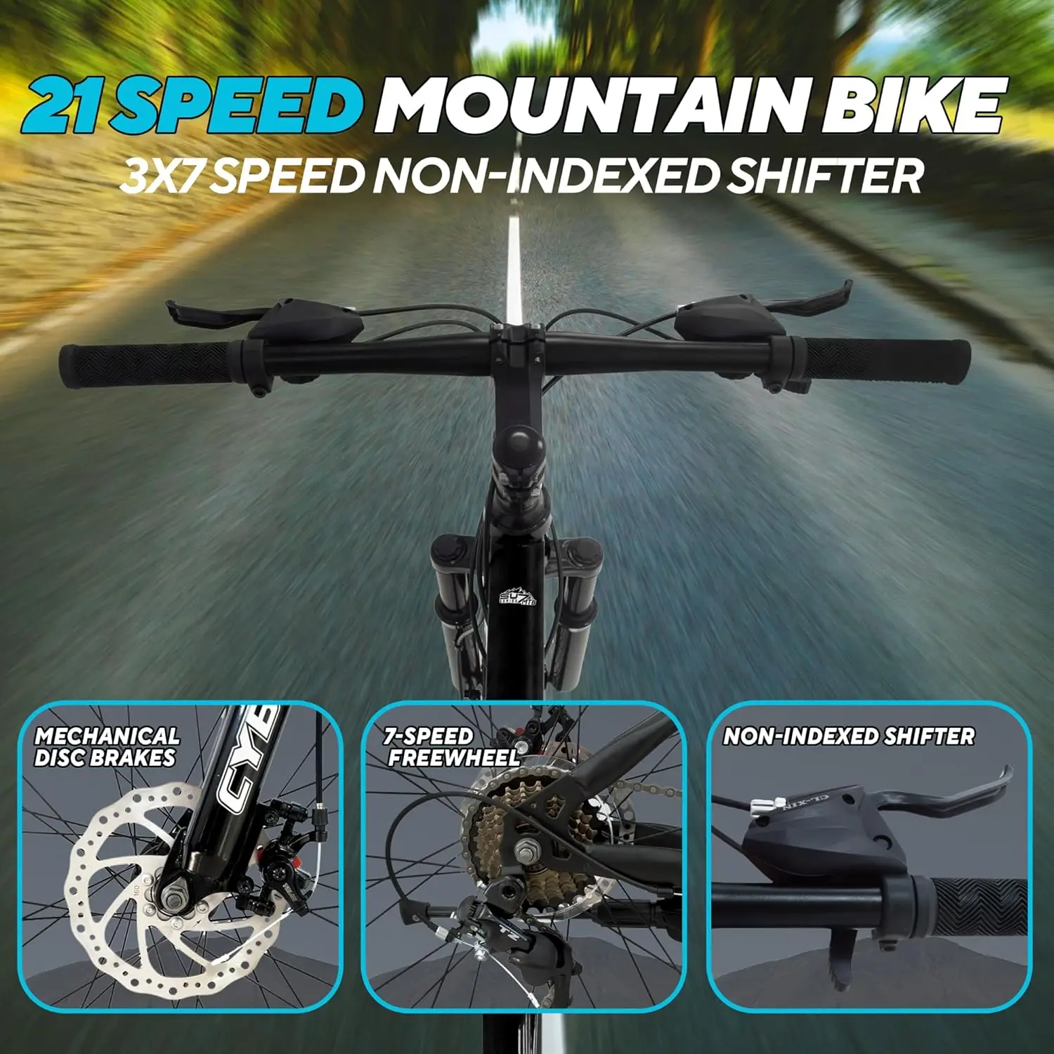 Mountain Bike 24/26 Inch, Front Suspension Mountain Bike, 21-Speed Disc, Youth/Adult Mens Womens Trail Commuter City Bicycles