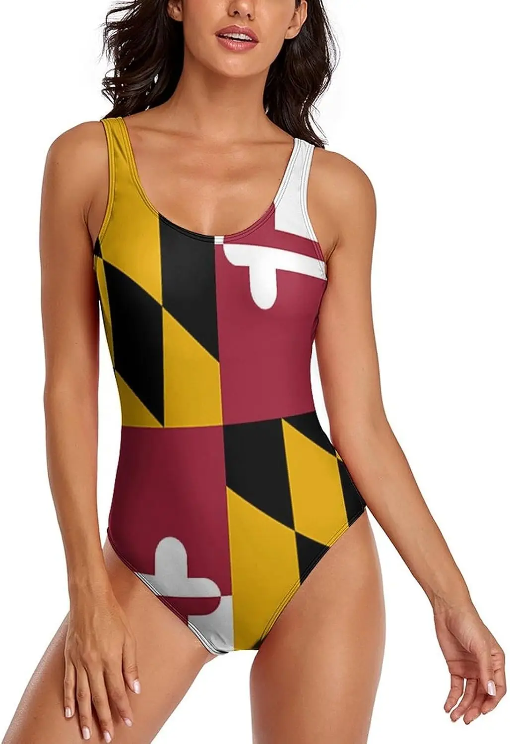 

Luxy Trio Maryland State Flag Women's One Piece Swimsuits Athletic Training Swimwear Bathing Suits