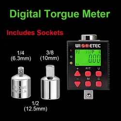 Professional Electronic Torque Ratchet Wrench High Precision Digital Torque Meter 0.1-340 N.m Adjustable Torque Meter Adapter