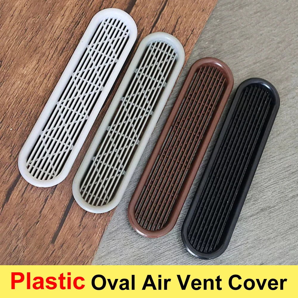 2Pcs Decorative Cover Oval Plastic Air Vent Cover Ventilator Grille Decor Cover Cabinet Wardrobe Shoe Cabinet Mesh Hole Cover