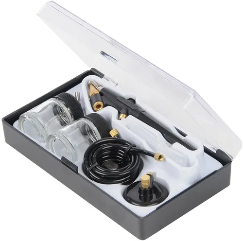 Joystar Aerógrafo de una sola acción con 2 tazas de pintura Cepillo de aire Pulverizador Pistola Pintor