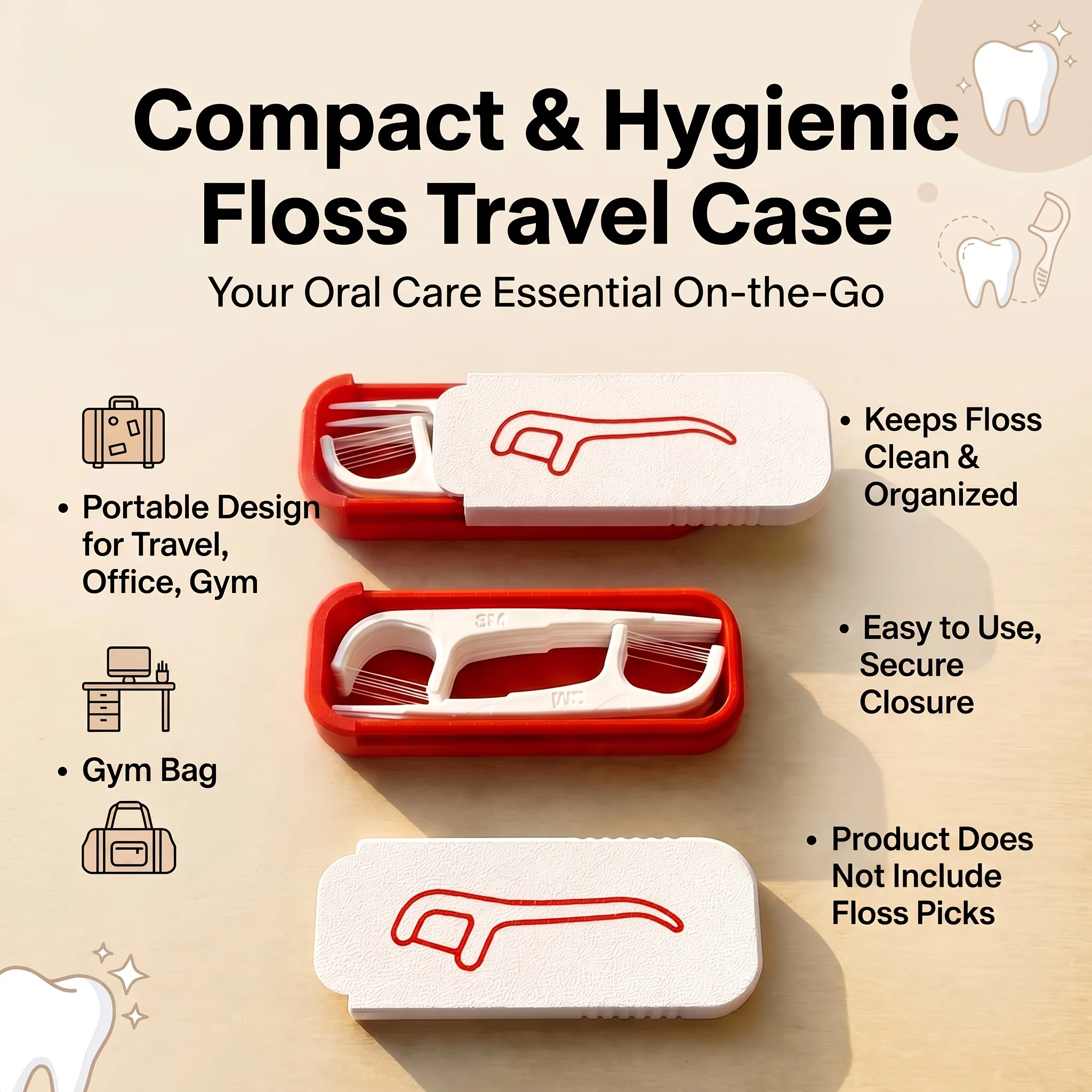 Portable dental floss stick storage box, travel office dental floss stick storage box, sealed dust-proof dental floss storage