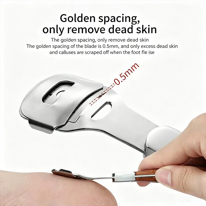 Foot Corn Plane Callus Remover - Professional Pedicure Tool with Wood Grain Handle, 10 Blades for Dead Skin Foot Rasp