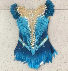 Custom Skate Jumpsuit, Performance Artistic Leotard, Blue Color Custom Style