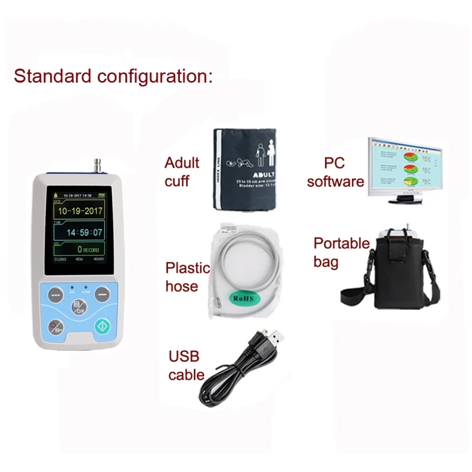 CONTEC 24-Hour ABPM50 Blood Pressure Monitoring System NIBP, Pulse Rate, SPO2, Ambulatory Bp Monitoring(1cuff or 3cuff Optional)