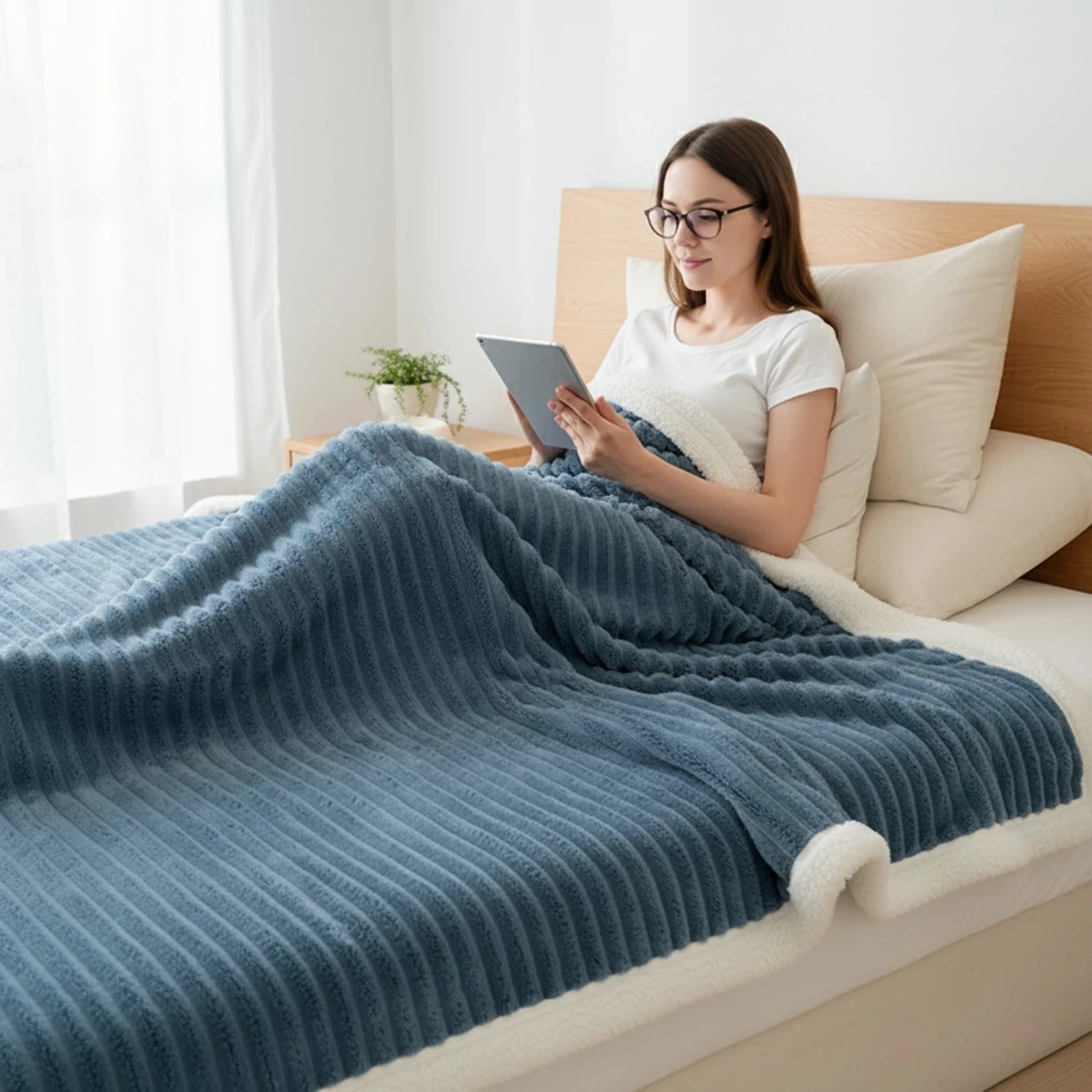 Luxury Double Layer Ribbed Blanket  Channel Stitch Texture Velvet  Ultra Thick Soft Cozy Warm Throw for Bed Couch  All Sizes