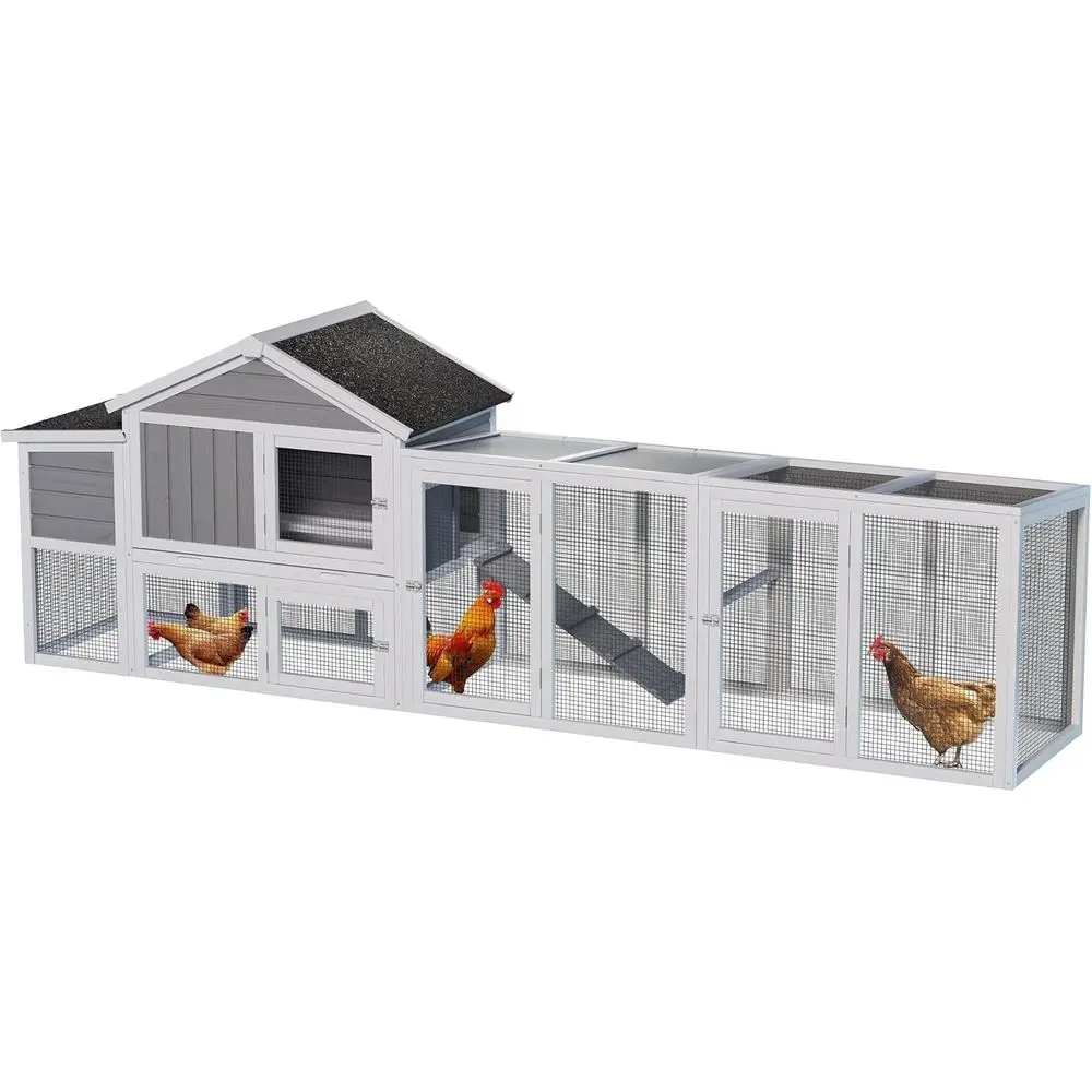 

Large Outdoor Chicken Coop with Run, Waterproof Roof, Nesting Box, Secure Lock, Removable Tray for 2-4 Chickens or Small Pets (G