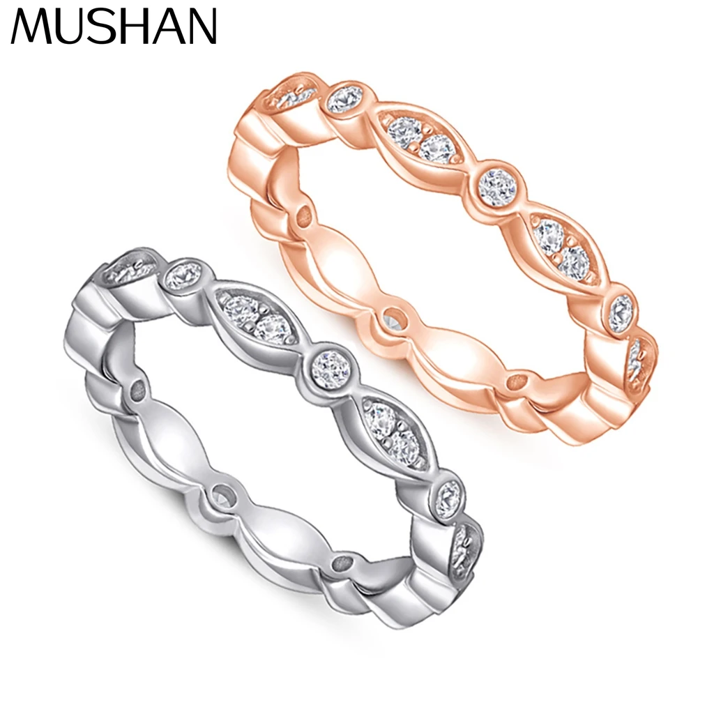 

MuShan Jewelry 925 Sterling Silver Timeless Engagement Ring 7A Cubic Zirconia Rings Bands Anniversary Wedding Women Gift