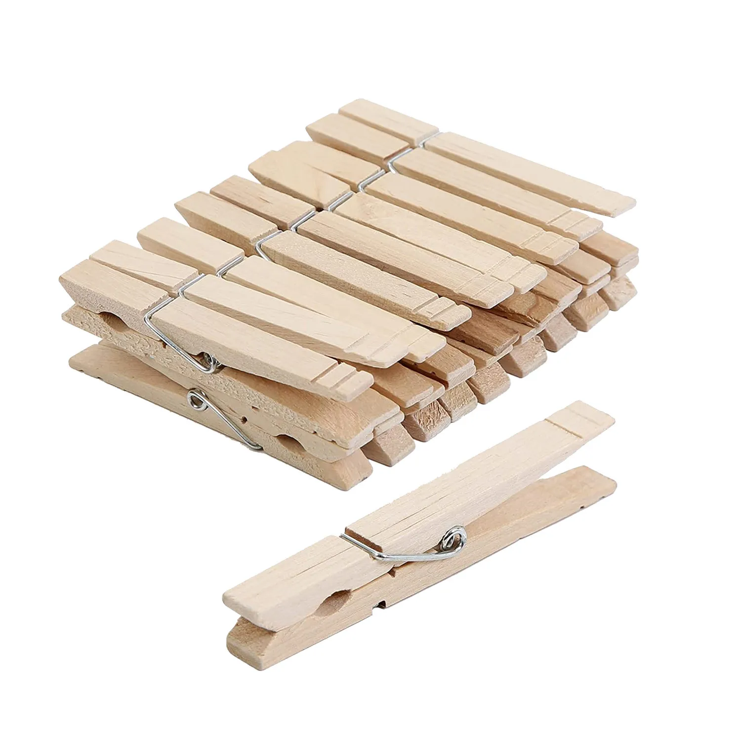 24 Pack Large Wooden Clothespins,Moisture Resistant Clothes Pegs,Durable Wood Clothing Pins,Dry Laundry On Clothesline,Bag Clips