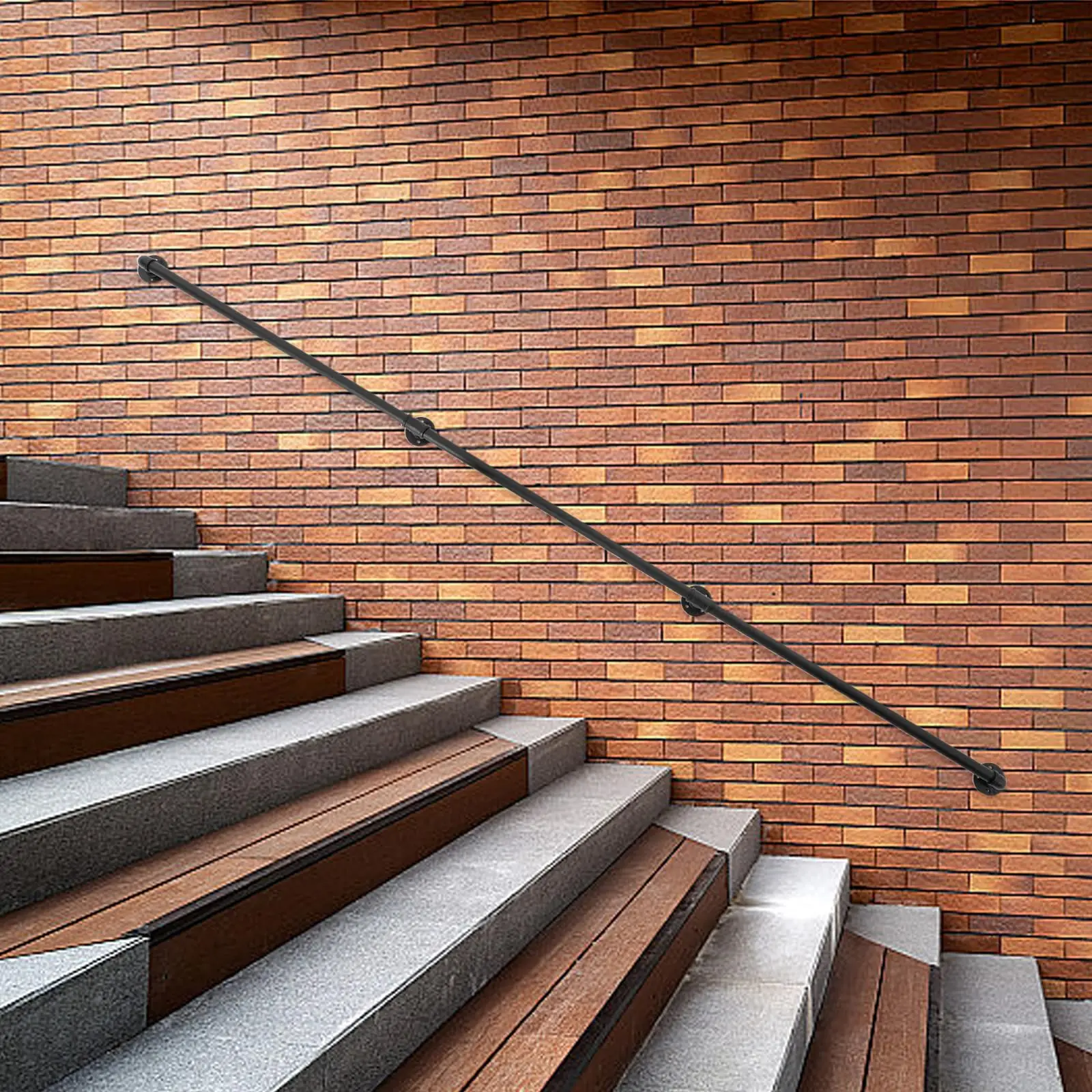 Stair Handrail, 9ft Metal Staircase Handrail, Industrial Hand Rail, Stair Railing, Stair Pipe Handrail, Non-Slip Stair Handrail