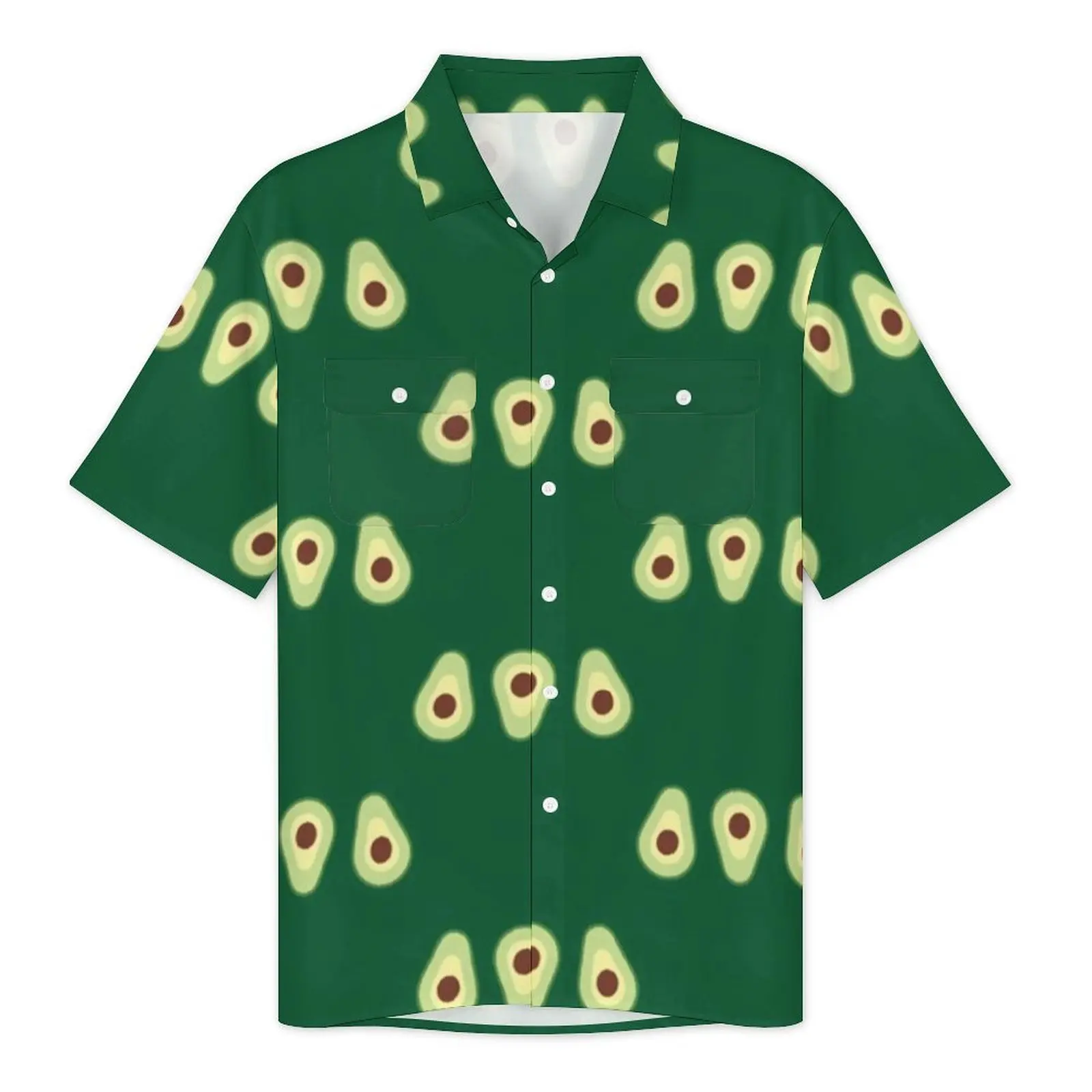 Avocado Print Beach Shirt Man Kawaii Fruit Vintage Casual Shirts Hawaii Short Sleeve Streetwear Oversized Blouses Gift Idea