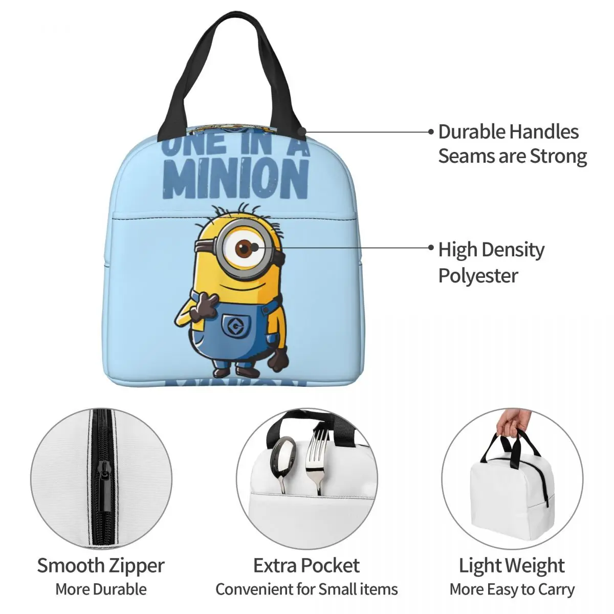 Per il pranzo spregevole Me Minion disegno di grande capacità palmare spregevole Me Minions custodia isolata studenti Lunch Box Bag