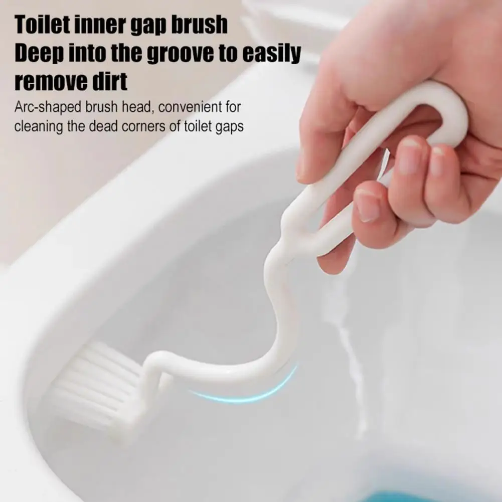 Lightweight Toilet Brush Toilet Brush with Extended Bristles S-shaped Head Scrubber Wall-mounted Long Handle Cleaner for Stain